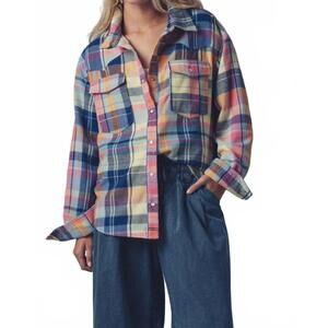 NEW URBAN DAIZY women's the haven soft plaid shirt in blue